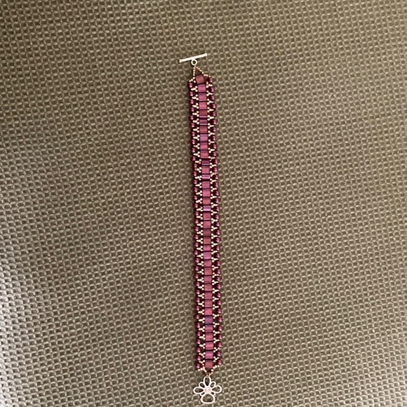 Jewelry Costume Jewelry Bead Bracelet Purple And Gold Colored Poshmark